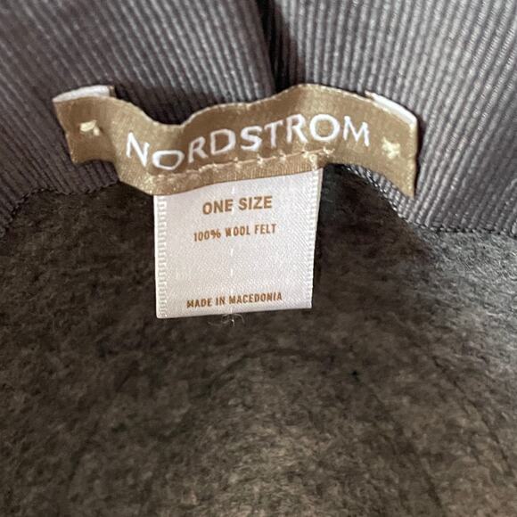 Nordstrom Black & Gray Wool Felt Fedora Hat Womens One Size Buckle - Picture 5 of 6